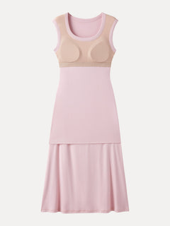 Scoop Neck Side Ruched New Airy Bra Midi Dress