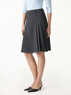 Ponte High-Rise Tucked Knee-Length Skirt