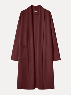 Modal Spacer Knit Shawl Collar Pocketed Long Cardigan