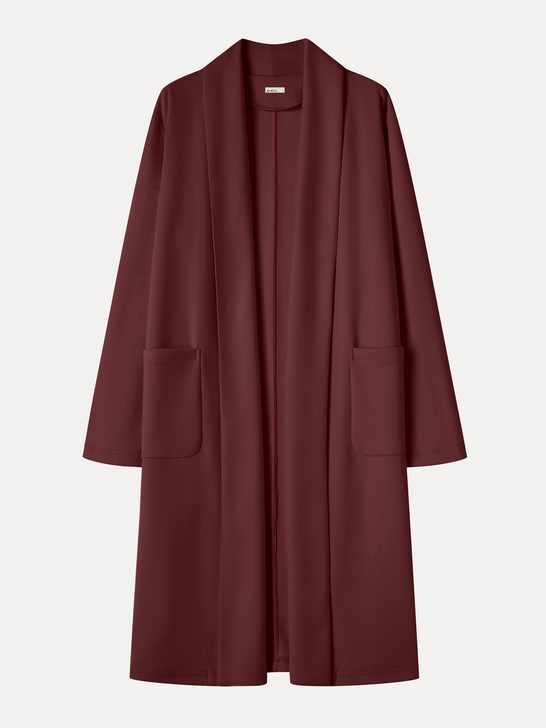 Modal Spacer Knit Shawl Collar Pocketed Long Cardigan