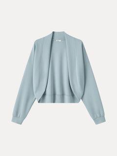 Lyocell Spacer Knit Long Sleeve Drop-Shoulder Shrug Cardigan