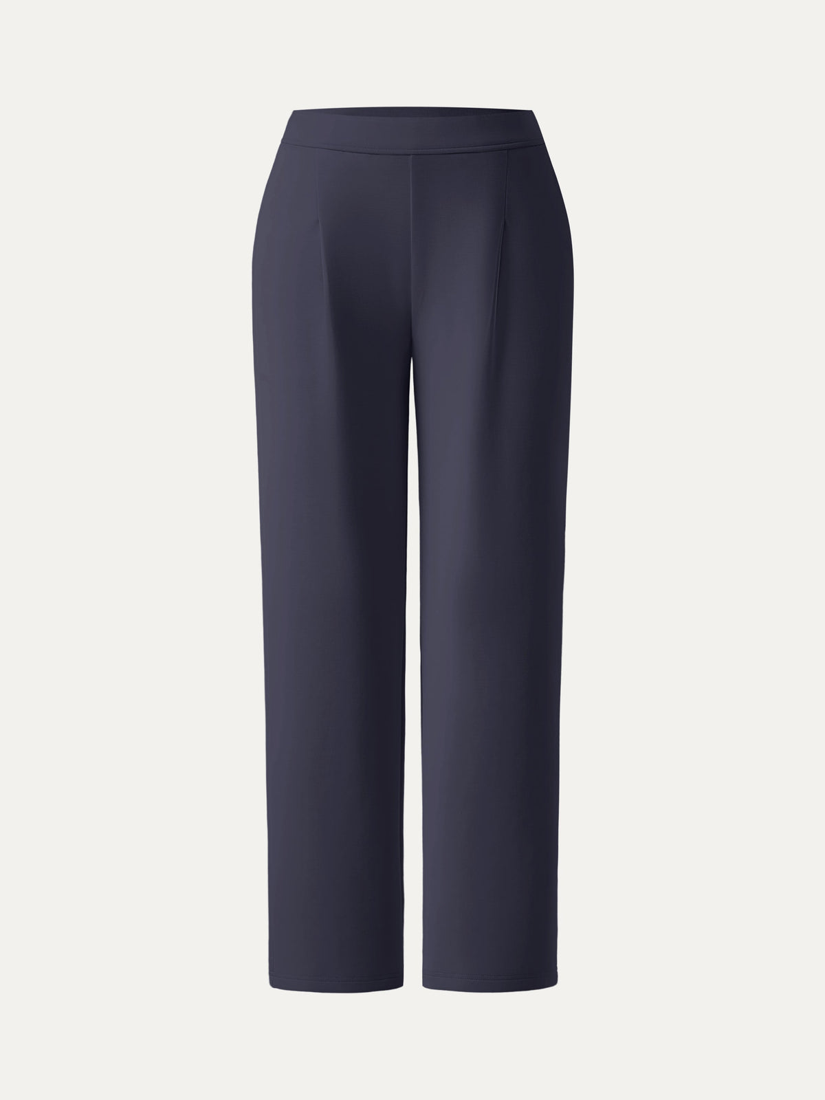 Sandwashed Spacer Mid Rise Straight Leg Pull-on Trousers with Pockets