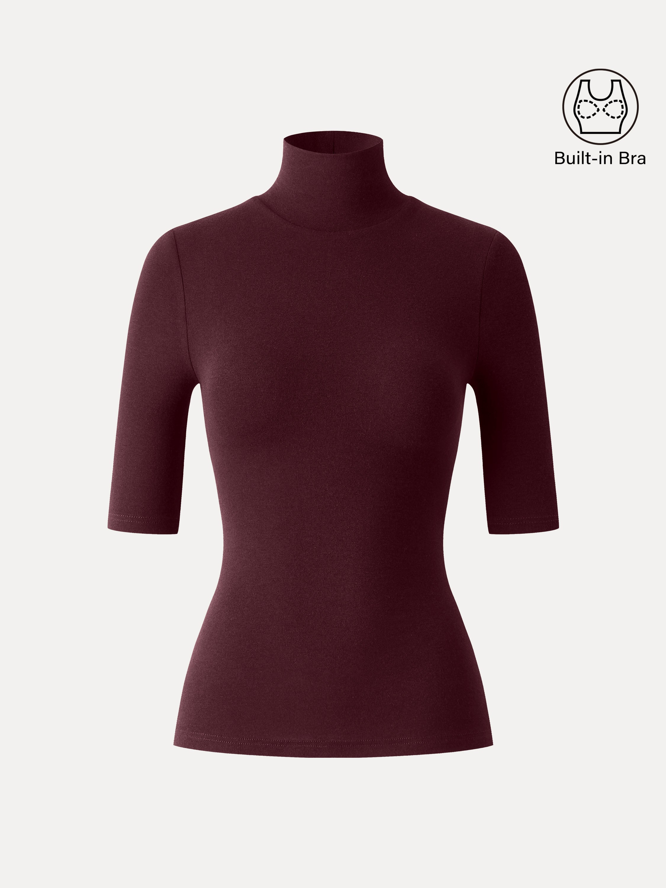 Essential Turtleneck Elbow Length Sleeve Bra Tops