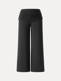 Non-Itchy Wool Blend Drapey Wide Leg Pull-on Pants with Pockets