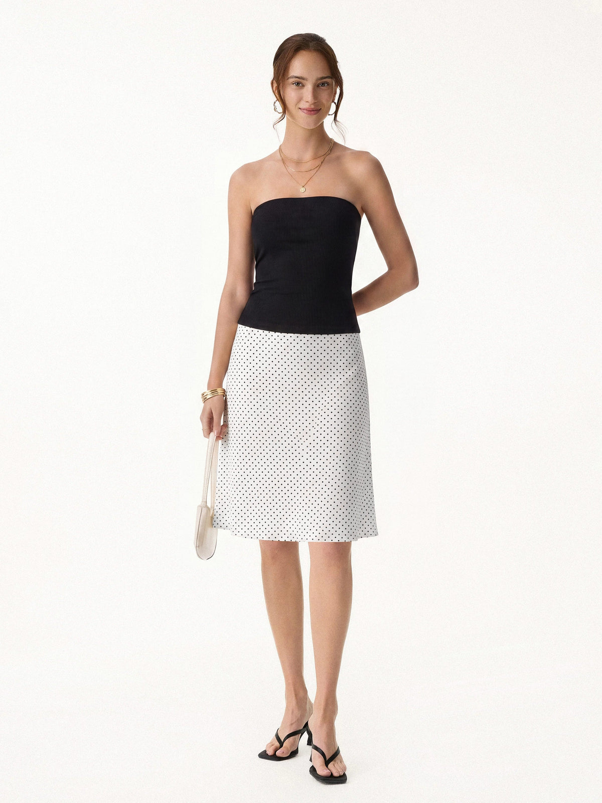 Stretch Cotton Polka Dot A-Line Flare Skirt Limited Edition