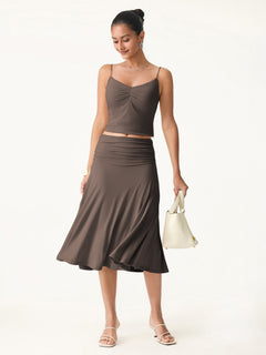 Flowy Side A-line Midi Skirt