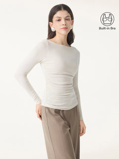 2Pcs Set Boatneck Ruched Bra Top & Drapey A-Line Maxi Skirt