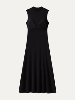 Eco-Mousse® Mock Neck Sleeveless A-Line Midi Bra Dress