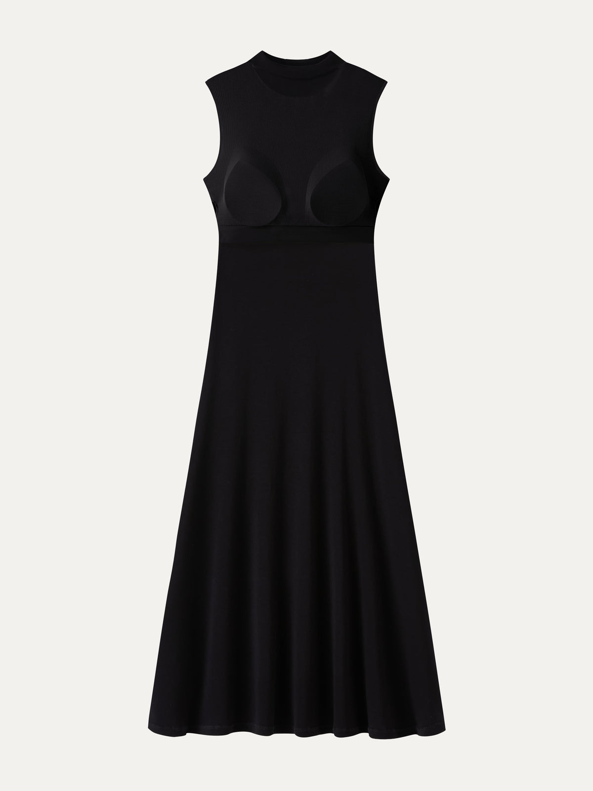 Eco-Mousse® Mock Neck Sleeveless A-Line Midi Bra Dress