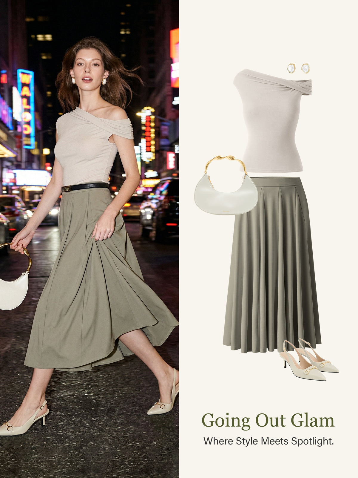 2Pcs Set Multi-wear Bra Top & Volume Skirt with Pockets