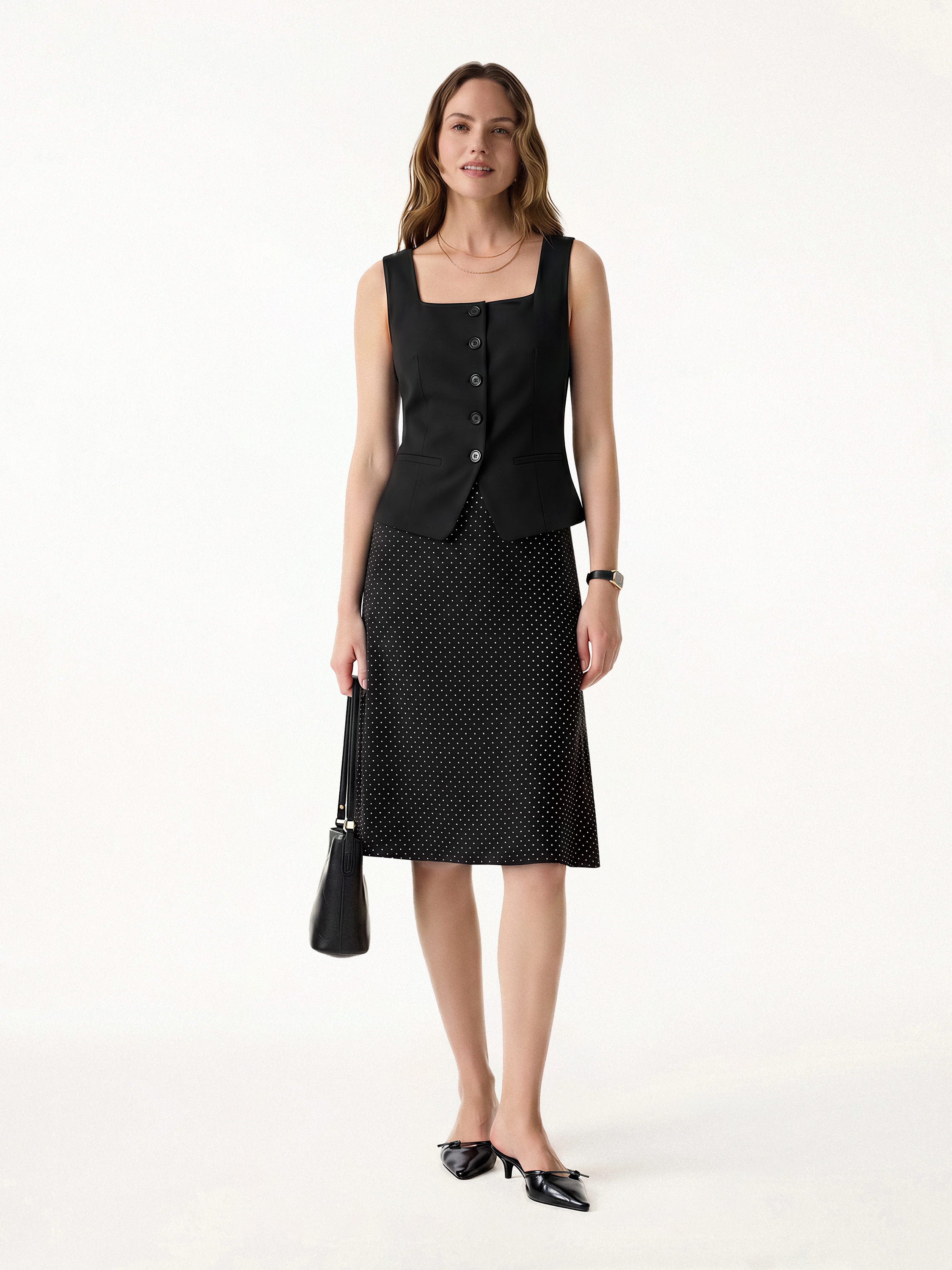 Stretch Cotton Polka Dot A-Line Flare Skirt Limited Edition