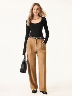 Lyocell-Wool Round Neck Long Sleeve Reversible Top