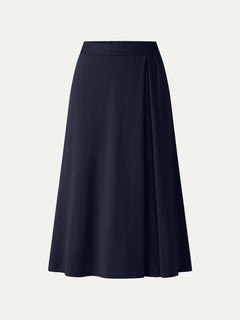 Ponte Mid-Rise Tucked A-Line Midi Skirt with Pockets