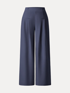 Drapey Bamboo Ponte Mid Rise Wide Leg Trouser with Pockets