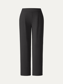 Sandwashed Spacer Mid Rise Straight Leg Pull-on Trousers with Pockets