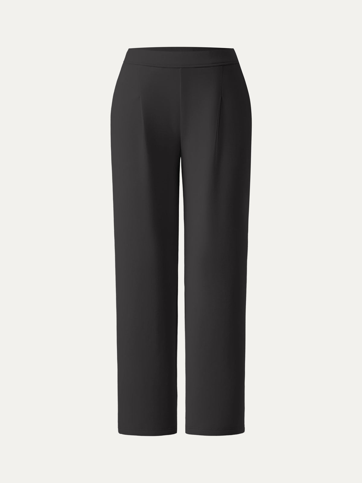 Sandwashed Spacer Mid Rise Straight Leg Pull-on Trousers with Pockets