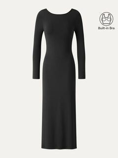 Eco-Mousse® Boatneck Open-Back Midi Bra Dress