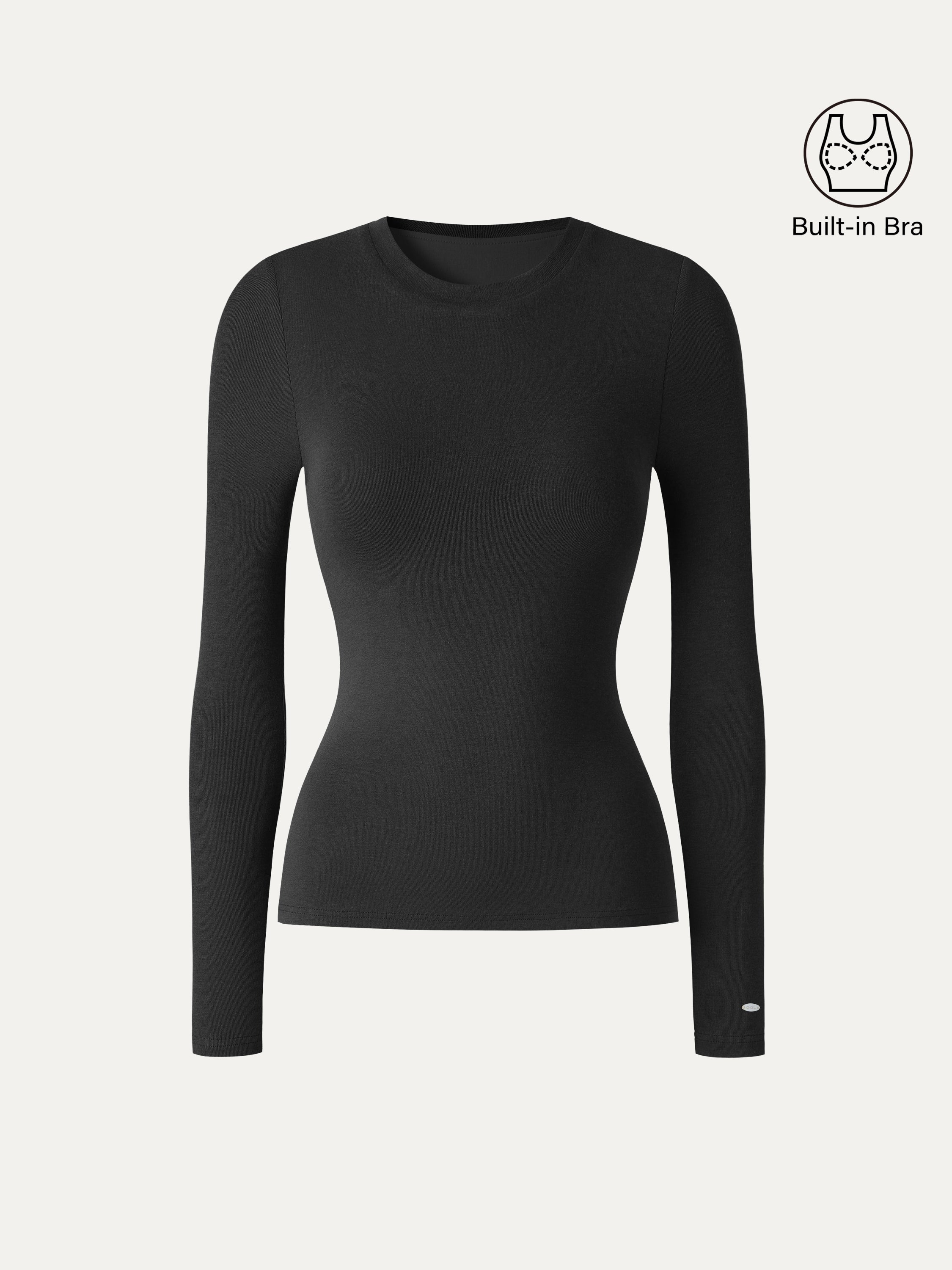 Crewneck Long Sleeve Bra Top