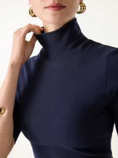 Essential Turtleneck Elbow Length Sleeve Bra Tops