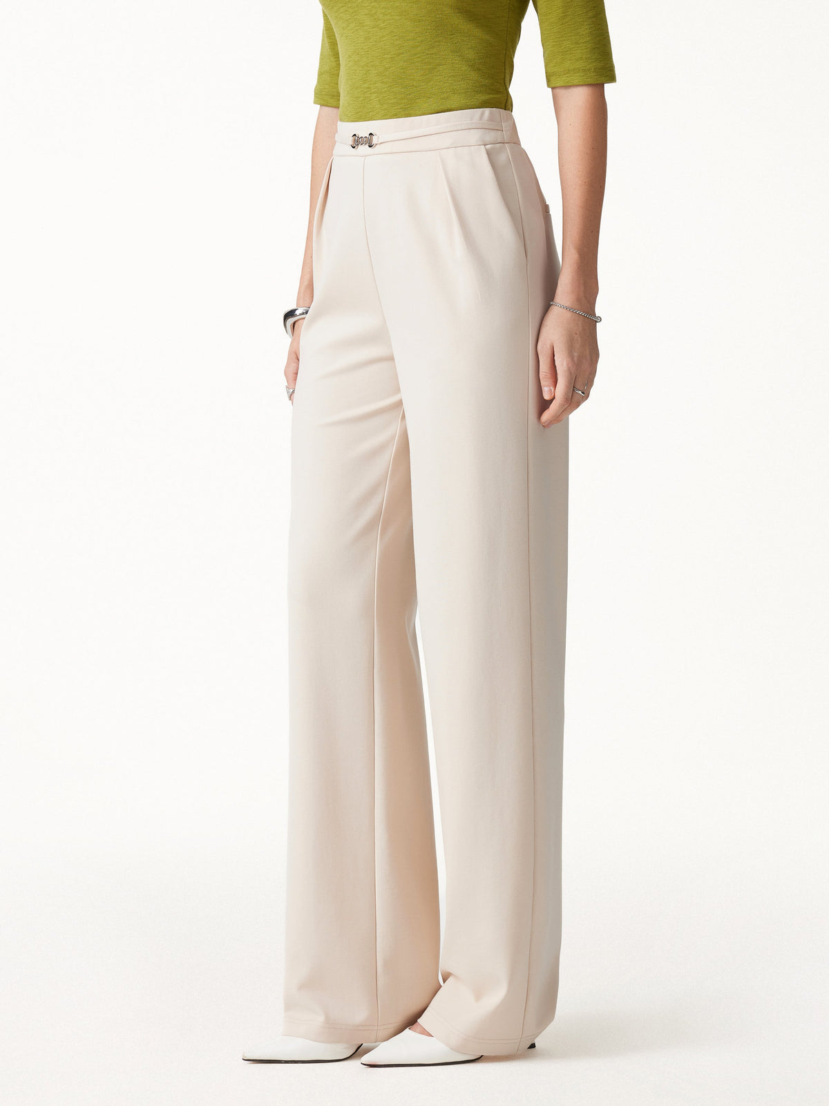Ponte High-Rise Wide-Leg Pants with Pockets