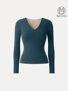 Eco-Mousse® V-Neck Long Sleeve Bra Top