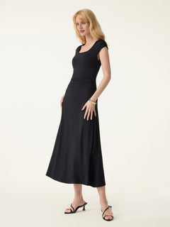 SkinKiss Cooling Square Neck Ruched Midi Bra Dress
