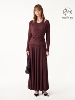 3Pcs Set Cami & Surplice Ruched Top & Godet Hem Maxi Skirt