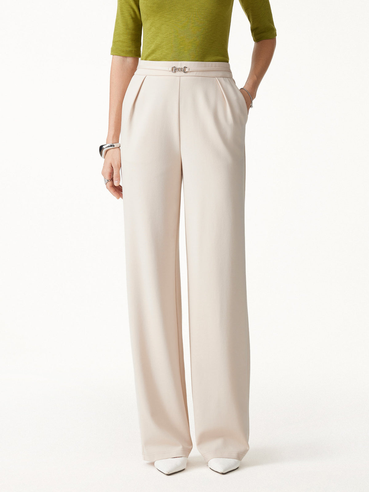 Ponte High-Rise Wide-Leg Pants with Pockets