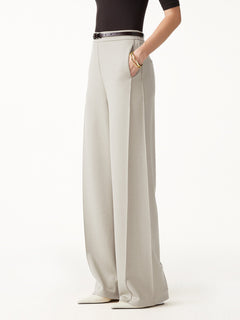 Modal Spacer Knit High-Rise Wide-Leg Pants with Pockets