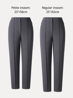 Modal Blend Ponte High-Rise Ankled Slim-Straight Pants with Pockets