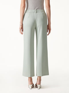 2Pcs Set Round Neck Puffed Short Sleeve Top & Cropped Straight-Leg Pants with Pockets