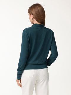 2Pcs Set Surplice Long Sleeve Banded Hem Top & A-Line Midi Skirt