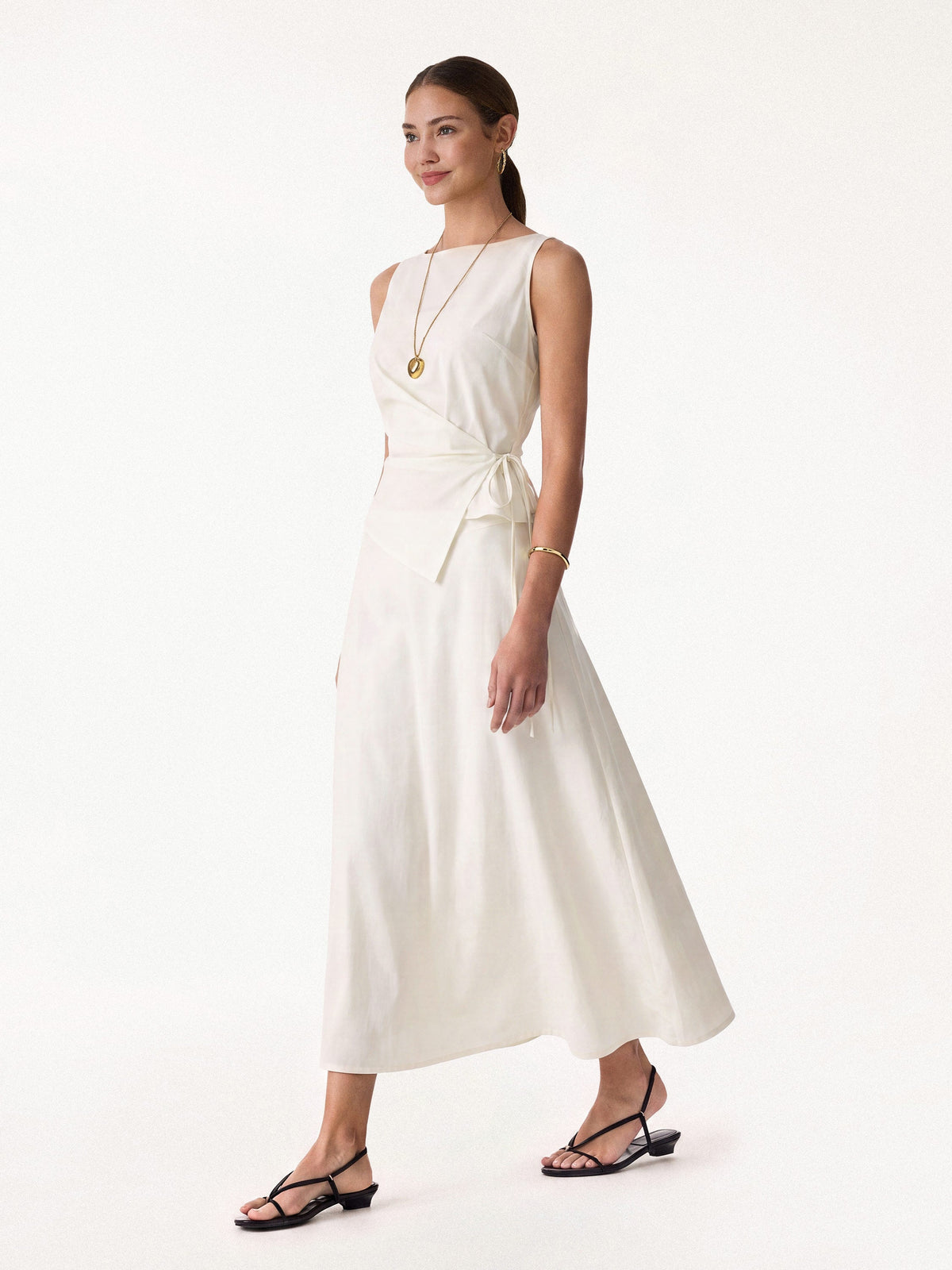 2Pcs Set Boatneck Top & Maxi Flared Pull-On Skirt