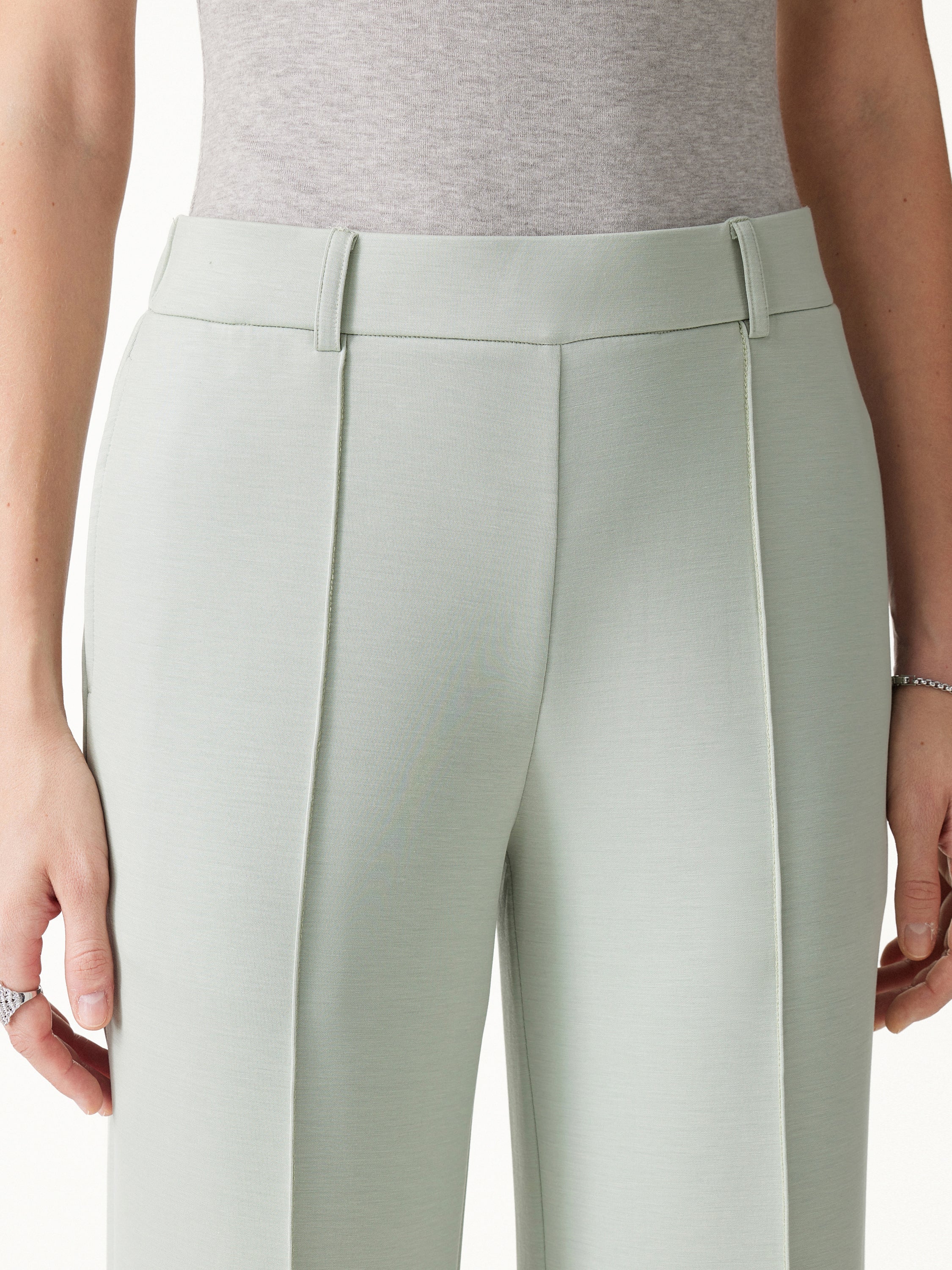 Lyocell Spacer Knit Cropped Straight-Leg Pants with Pockets