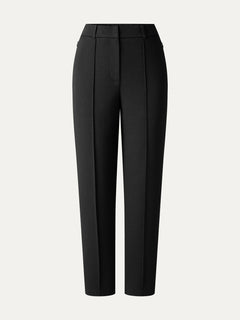 Modal Blend Ponte High-Rise Ankled Slim-Straight Pants with Pockets