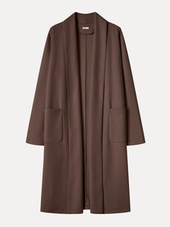 Modal Spacer Knit Shawl Collar Pocketed Long Cardigan