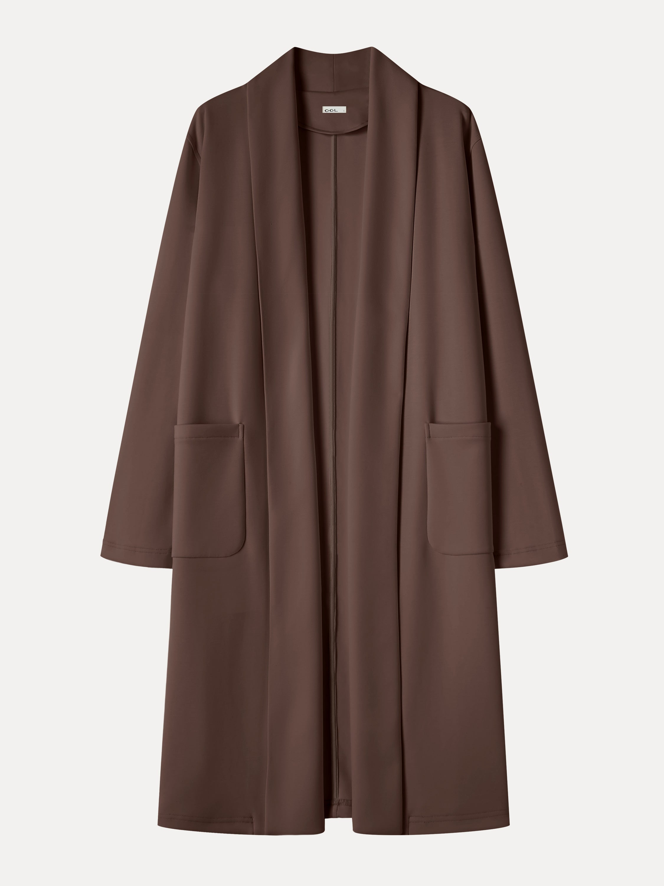 Modal Spacer Knit Shawl Collar Pocketed Long Cardigan