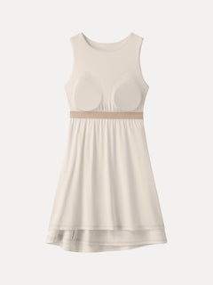 Ribbed Round Neck Sleeveless Side-Twist Mini Bra Dress
