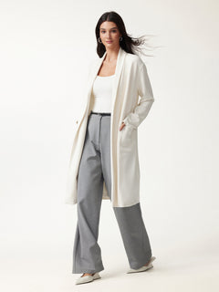 Modal Spacer Knit Shawl Collar Pocketed Long Cardigan