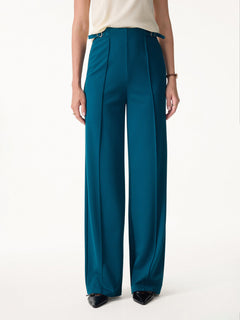 4-Way Stretch Drapey High Rise Wide Leg Ankled Pant