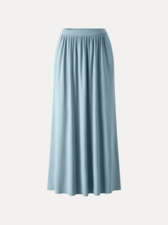 Soft Linen Knit Gathered A-Line Maxi Skirt with Pockets
