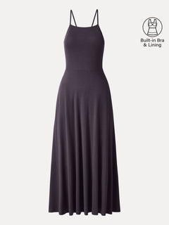 Soft Linen Knit Spaghetti Midi Bra Dress