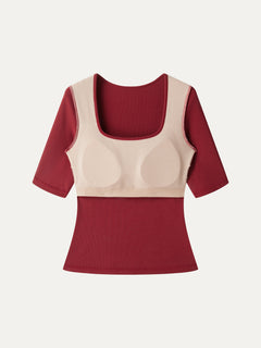 Eco-Mousse® Square Neck Elbow Sleeve Bra Top
