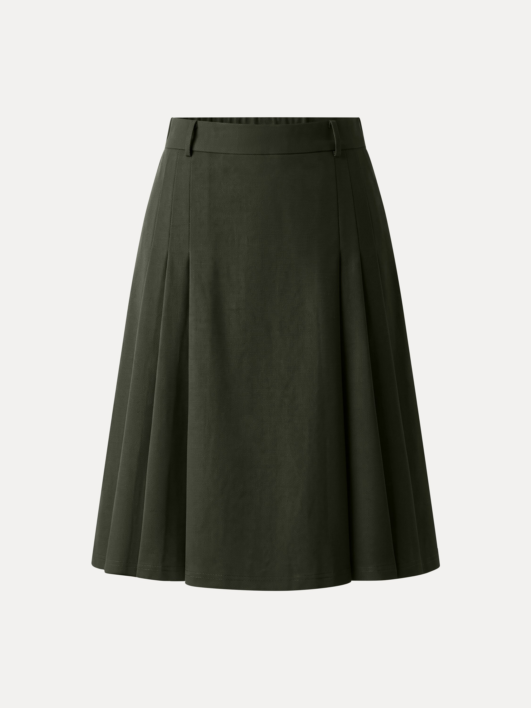 Ponte High-Rise Tucked Knee-Length Skirt