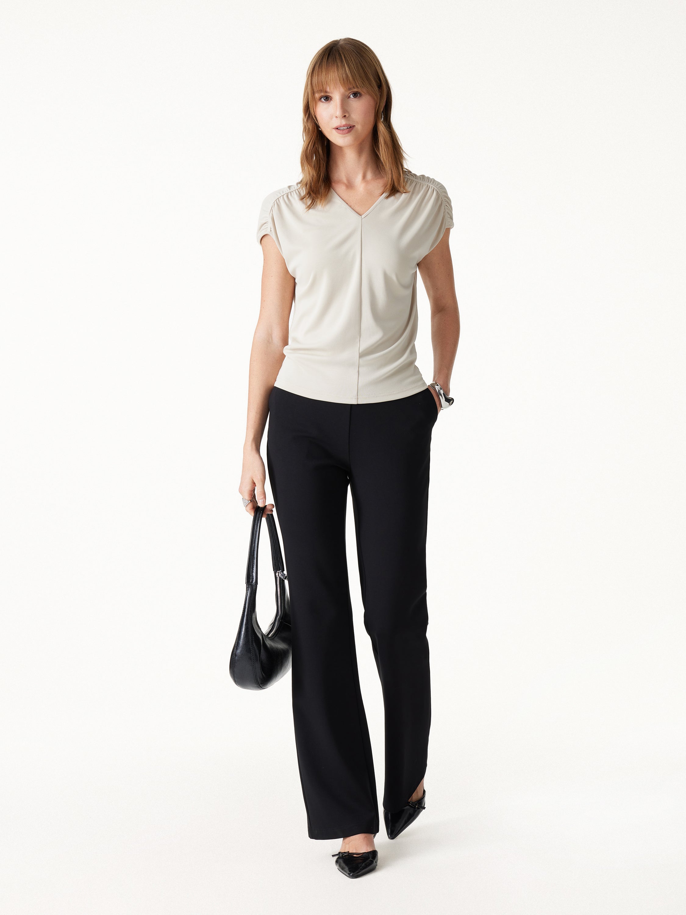 Ponte High-Rise Slim Flared Pants with Pockets