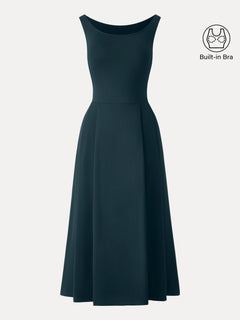 Balletic Scoop Neck Midi Bra Dress with Pockets