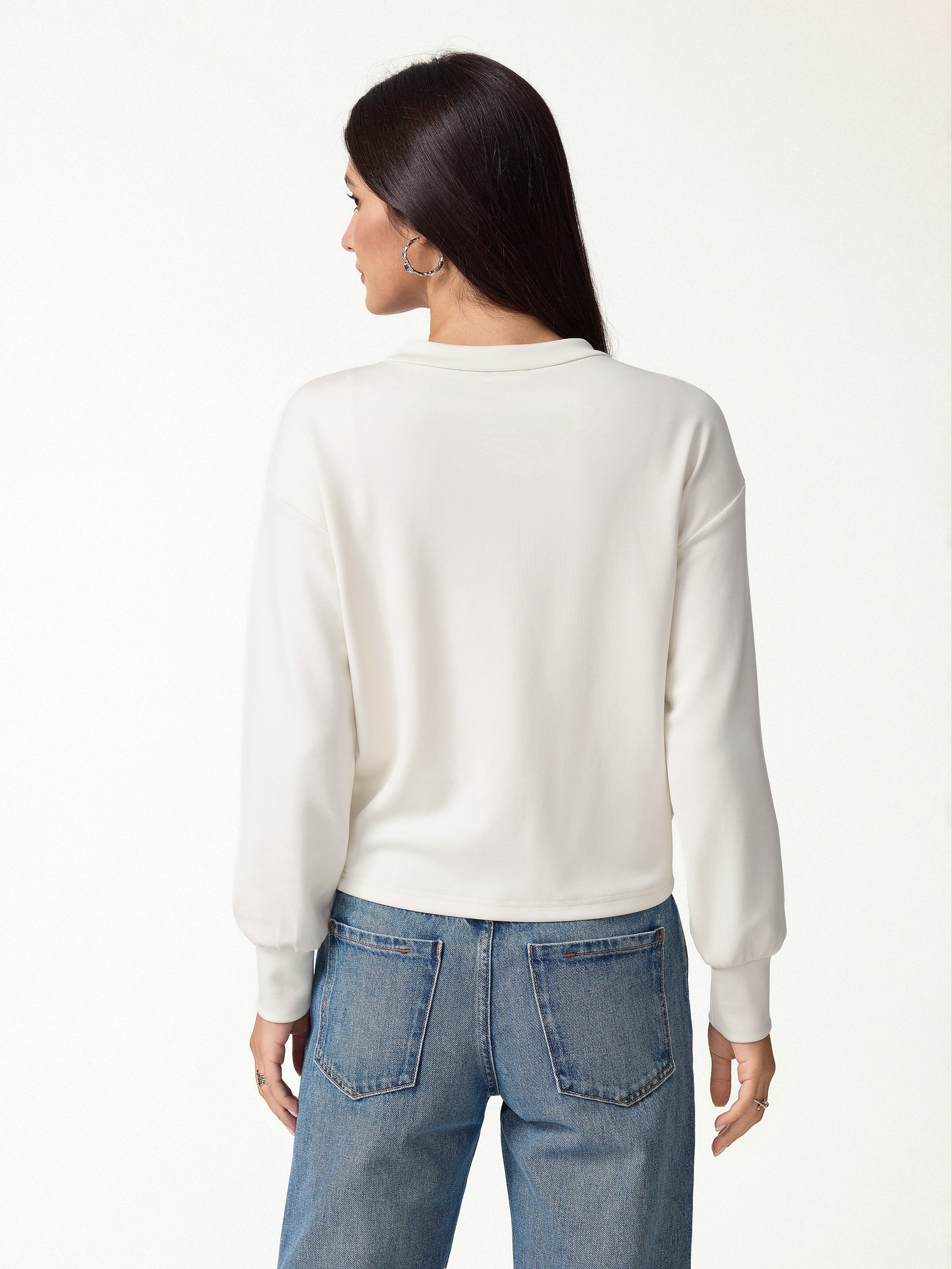 Modal Spacer Knit V-Neck Long Sleeve Button-Down Cardigan