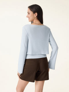 Soft Bell Sleeve Cropped Cardigan