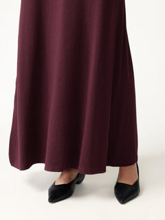 2Pcs Set Boatneck Long Sleeve Top & High-Rise A-Line Maxi Skirt