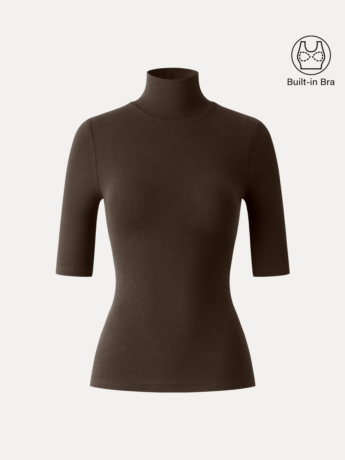 Essential Turtleneck Elbow Length Sleeve Bra Tops